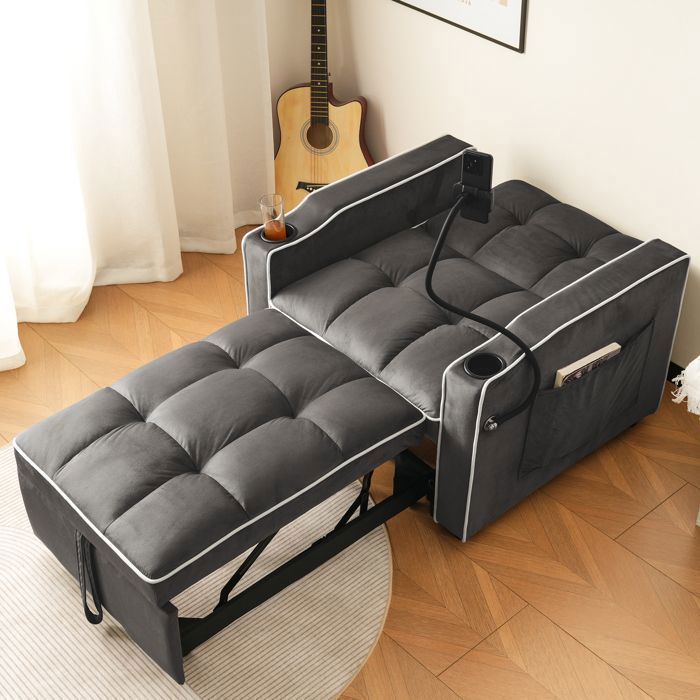 Fauteuil Pliable Canapé-lit Beliani OLDEN – Vert, 1 Place, Moderne, Invité