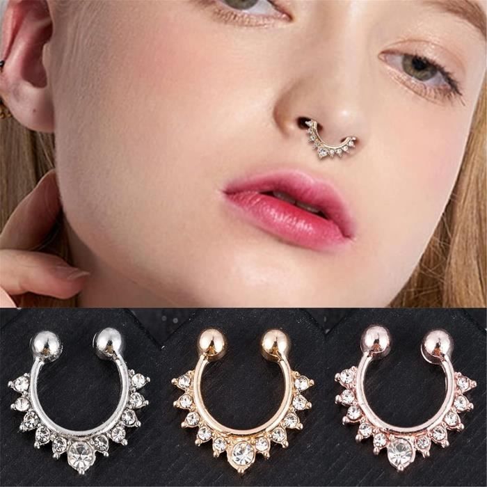 Boucle Clous Faux Piercing Faux Septum Nez Anneaux Cerceau En Acier Inoxydable Faux Levre Oreille Nez Septum Anneau Non Pier u5886 Multicolore Achat Vente piercing nez Boucle Clous Faux Piercing Faux