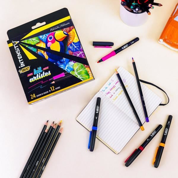 Coffret - BIC - 24 crayons de couleur - 12 feutres - Kit pour artistes -  Cdiscount Beaux-Arts et Loisirs créatifs