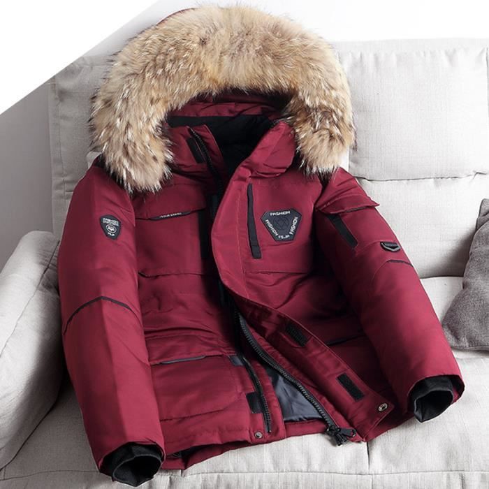 Doudoune a fourrure rouge homme discount