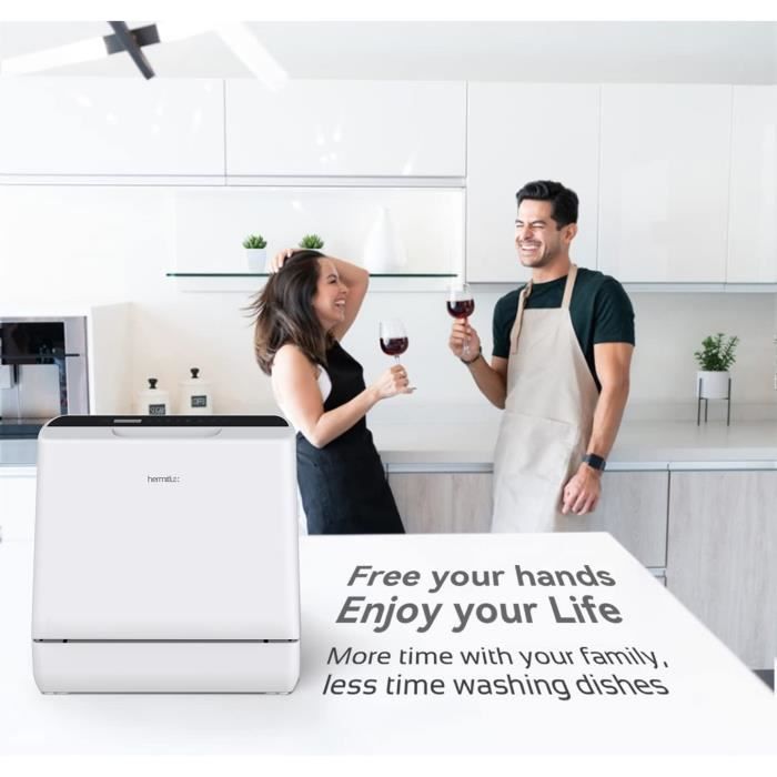 Hermitlux Mini-lave-vaisselle, lave-vaisselle de comptoir, utilisable avec  robinet ou sans robinet, largeur de 43 cm, capable de2 - Cdiscount  Electroménager