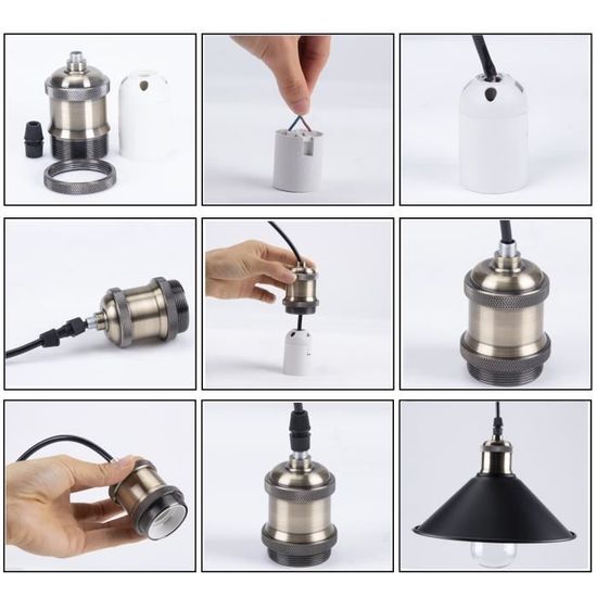 Lot De 6 Douilles E27 Vintage Bronze – Aluminium Résistant Chaleur 600°C, Idéal Bricolage & Lampes Rétro