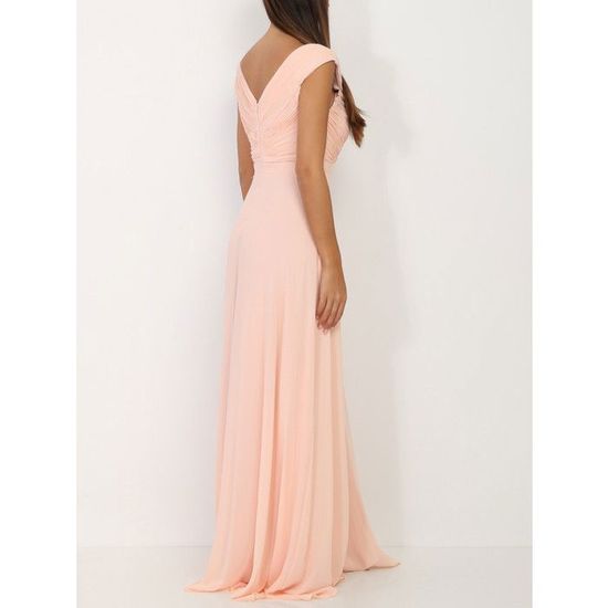 robe longue rose poudree