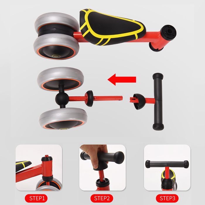 Peradix 3 En 1 – Vélo Draisienne Tricycle évolutif 10 Mois à 4 Ans, Pédales Amovibles, Bleu/blanc
