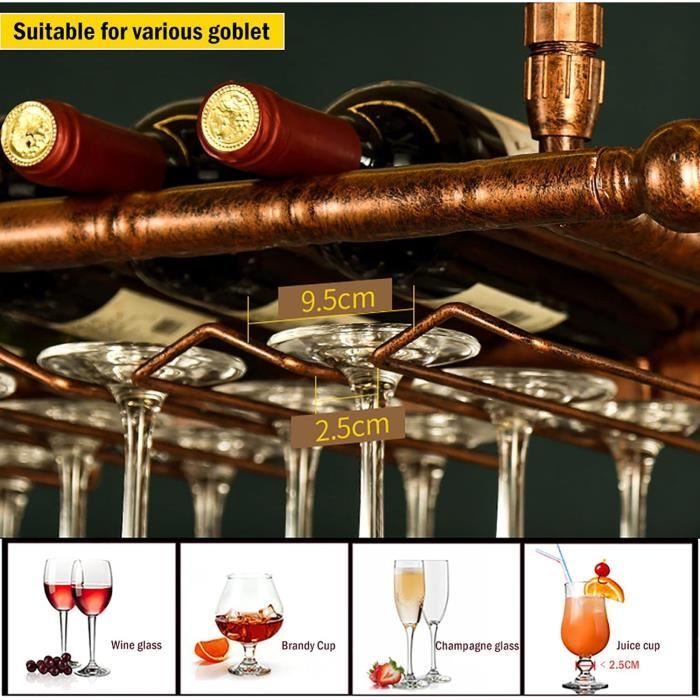 Porte-Verres à Vin Suspendu En Acier Inoxydable - Râtelier à 4 Places Pour Cuisine Ou Bar