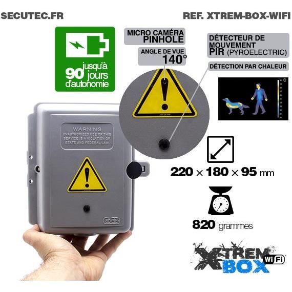Caméra cachée ultra HD 4K dans une boîte électrique longue autonomie avec  détection de mouvement