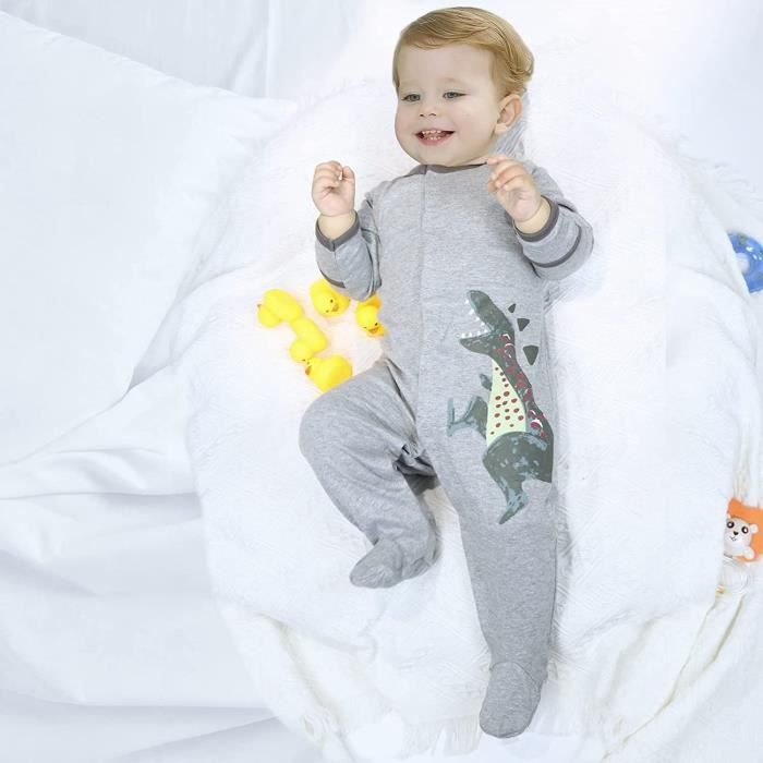 Pyjama pour Bébé Lot de 3 Combinaison en Coton Garçon Fille Grenouillères  Manche Longues 0-3 Mois Gris - Cdiscount Prêt-à-Porter