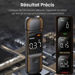Éthylotest Électronique Homologué NF – Alcootest Professionnel Précis Avec Écran LCD Bleu + 20 Embouts, Portable Et Fiable