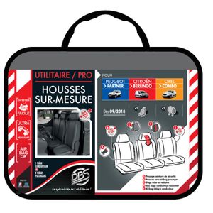 Housse Siège Sur Mesure Peugeot Partner II Tepee Van 2008-2019 – Tissu Polyester Mousse Confort ELEGANCE