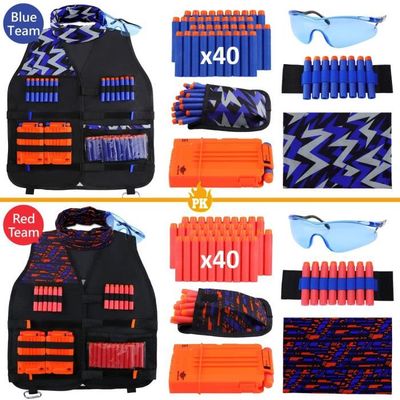 Kit Gilet Tactique Nerf Pour Enfants - Avec Fléchettes, Clip, Bracelet, Masque Et Lunettes - Jeu De Combat Et Fête