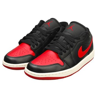 Baskets Nike AIR JORDAN LOW Femme Noir Rouge Cuir et  Synthetique Lacets EU