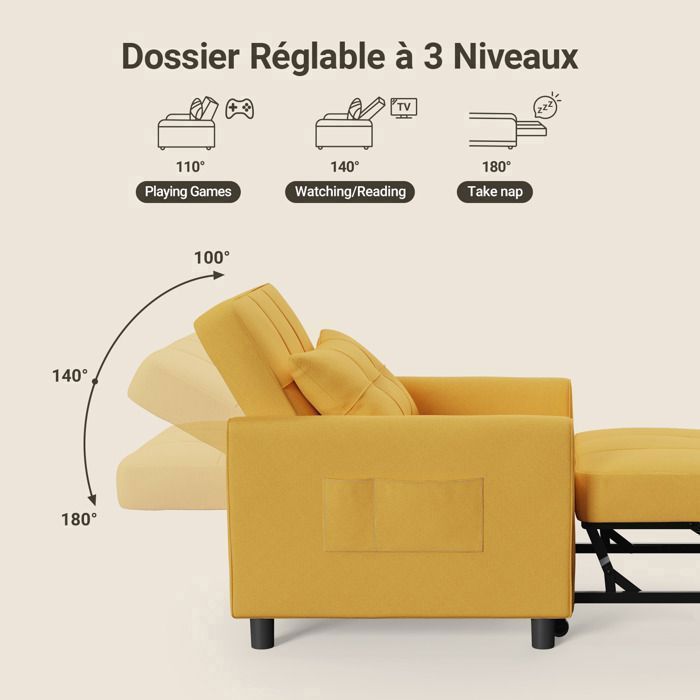 Chaise De Plage Basse Pliable Et Inclinable - Convertible En Chaise Longue - Cadre Aluminium, 4 Couleurs - Poids Max 100 Kg