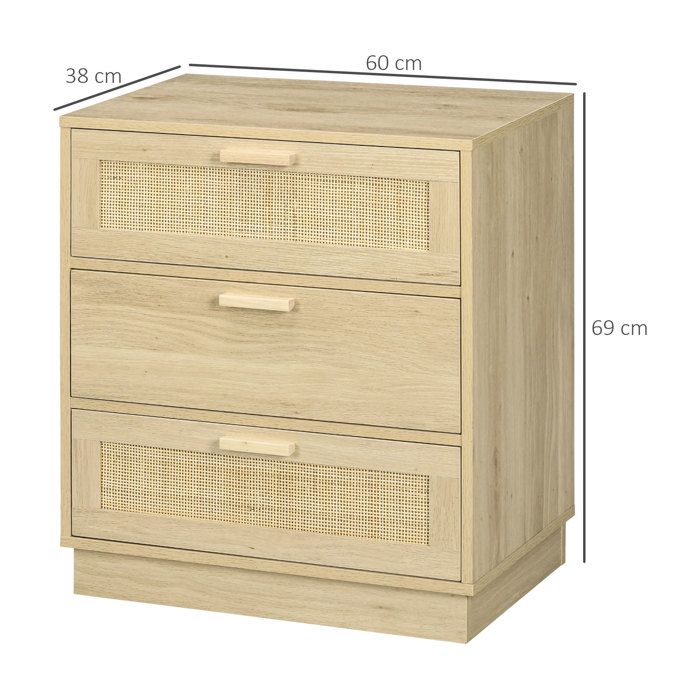 Commode En Raton Design Commode design bohème en rotin - HOMCOM - 3 tiroirs - meuble de ...