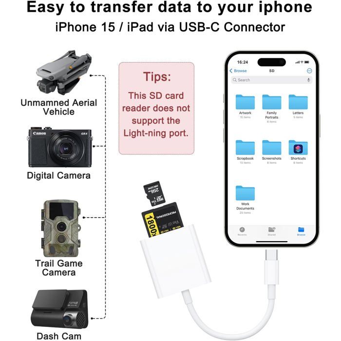 Lecteur De Carte Sd, 3In1 Adaptateur De Carte Mémoire Usb C 5Gbps