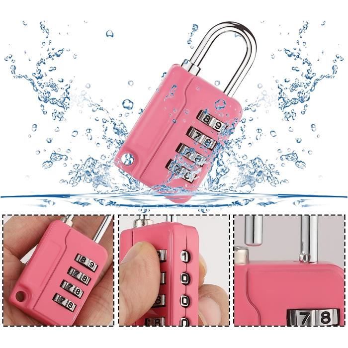 Lot De 5 Cadenas à Code 4 Chiffres - Alliage Zinc - Pour Valise, Casier, Bagage - Étanche - Multicolore - 7