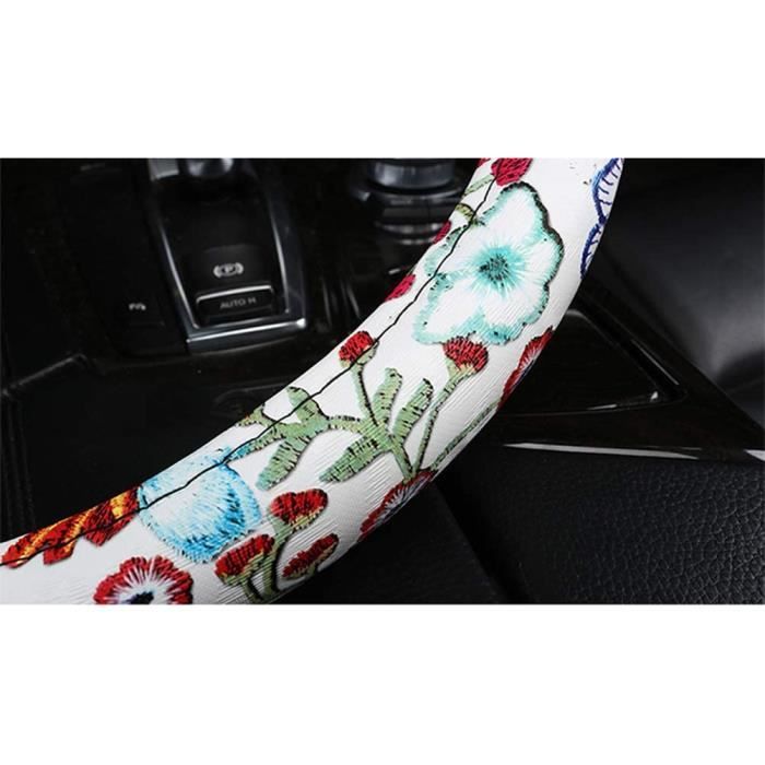 Housse Volant Voiture Mignonne Fleur Noire - Protection Antidérapante Universelle 37-39cm