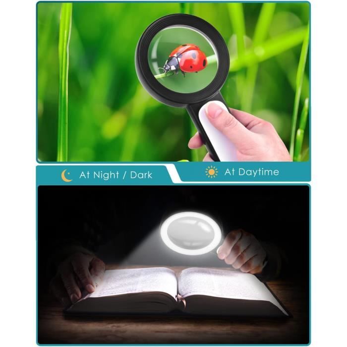 Loupe d'écran Lecture en train de souder loupe éclairante loupe grossissante avec 3 lumières LED