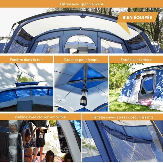 Skandika Nimbus – Grande Tente Familiale Pour 12 Personnes, Bleu Et Gris, Idéale Pour Le Camping été