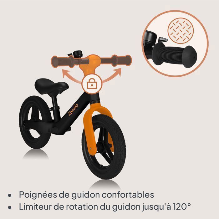 lionelo Toni Draisienne Enfants de 18 Mois à 30 kg, Roues en Caoutchouc PU 25 cm, Repose-Pieds Panier Siège et Guidon Réglables, Poignée Antidérapante, Poids Léger 2,3 kg, Sonnette (Black Orange) en lionelo Toni Draisienne Enfants de 18 Mois à 30 kg, Roues en Caoutchouc PU 25 cm, Repose-Pieds Panier Siège et Guidon Réglables, Poignée Antidérapante, Poids Léger 2,3 kg, Sonnette (Black Orange) en