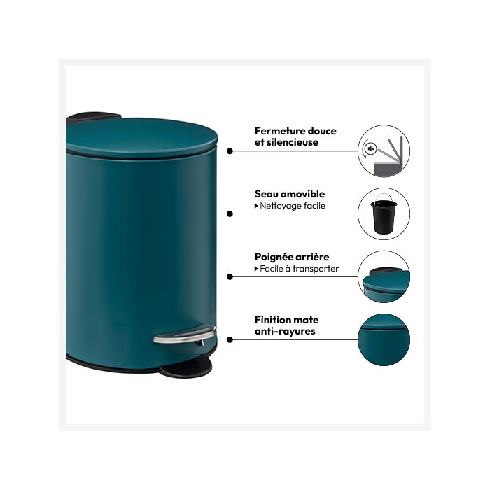 PAMEX Poubelle Grille Métallique Bleu – Corbeille Design 12 Litres, Élégante Et Pratique Pour Cuisine, Bureau Ou Salle De Bain
