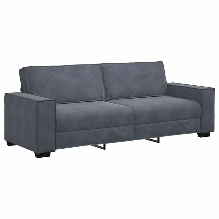 Canapé 3 Places VidaXL Gris Foncé Velours - Ensemble Salon Avec Coussins Sièges, Neuf