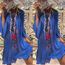 été Femmes Casual Lâche Cou Robe Droite Plage Robe Bohème Bleu