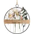 Couronne de cerceau floral en métal - 25 cm Anneaux d'artisanat en métal avec ficelle et fleurs séchées Style simple DIY-0