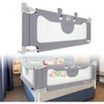 LARS360 Barrière de lit pour enfant - 150 cm - Protection contre les chutes - Lit réglable en hauteur - Sécurité anti-chute-0