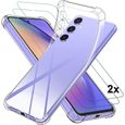 Coque pour Galaxy A34 5G + 2 vitres verre trempé coque Silicone Transparent clear-0