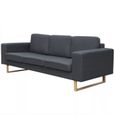 Canapé avec 3 places Tissu Gris foncéCanapé d'angle 200 x 82 x 76 cm Contemporain Sofa salon Confortable Canapé de relaxation-0