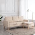 3626MARKET TOP- Canapé d'angle à 3 places design vintage - Canapé Scandinave Canapé Relax Sofa Salon Classique avec repose-pied Crèm-0