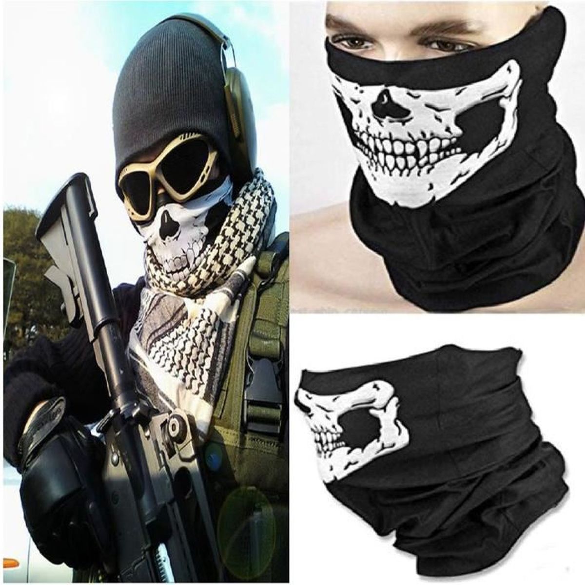 Cagoule Tête de Mort Masque Moto Biker Cache Nez Skull Face Tour De Cou  Echarpe - Cdiscount Auto