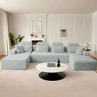 PATBRELA Canapé modulaire super grand en U avec 2 méridiennes, confortable en velours côtelé + mousse à mémoire de forme,sans assemblage