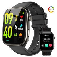 FeipuQu Montre Connectée Homme Appel Bluetooth,1.96"AMOLED Écran Montre homme avec Batterie 800mAh,Etanche,Sommeil,Android iOS