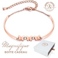 Bracelet femme Papillon Baigné dans l'OR. Magnifique boîte cadeau offerte. Idée cadeau femme, Noël, Saint-Valentin. 2SPLENDID®