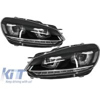 Phares Pour VW Golf 6 VI 08-13 LED 3D DRL U-Golf 7 Look Lumière Coule Flowing Turning