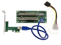 Adaptateur Convertisseur type pont PCI vers PCI Express PCIe x1 2 Ports, avec Chipset ASM, liaison par cordon USB3 50cm
