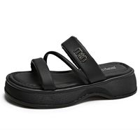 CHAUSSON DE DANSE Chaussures pour femme WANGO W6803 Rome one word sandales tempérament fée panais fond épais minimaliste été Noir