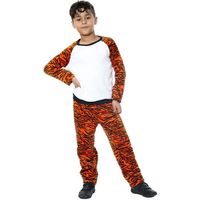 Enfants Filles Garçons Unsexe Tigre Imprimé Toison t-shirt pyjamas ensemble 2-13 Ans