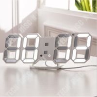 TD® Horloge murale LED 3D Design moderne Horloge de montre numérique | Réveil | Veilleuse | Horloge stéréo numérique créative|blanc