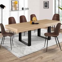 Table à manger extensible - IDMARKET - PHOENIX - Bois et noir - 160-200 cm