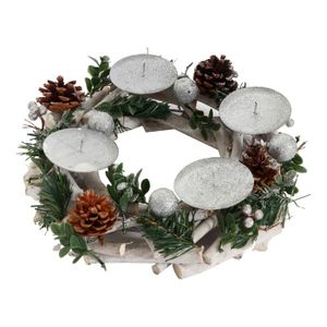 Lot De 4 Bougeoirs Couronne De L'Avent Dorés 8cm - Décoration Noël Festive