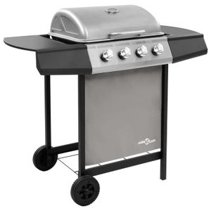 Barbecue Gaz Jardin Barbecue Gaz 4 Flammes Inox - Grille Réglable Infrarouge - 55,8 Cm Barbecue Jardin Camping 55.8cm