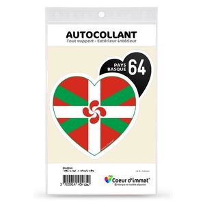STICKERS - STRASS Sticker autocollant Coeur J'aime le Pays Basque 64