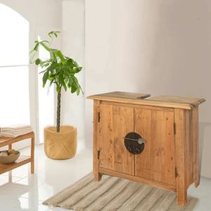 SALLE DE BAIN COMPLETE Meuble de salle de bain en bois de pin massif recyclé - OVONNI - Contemporain - Design - Marron