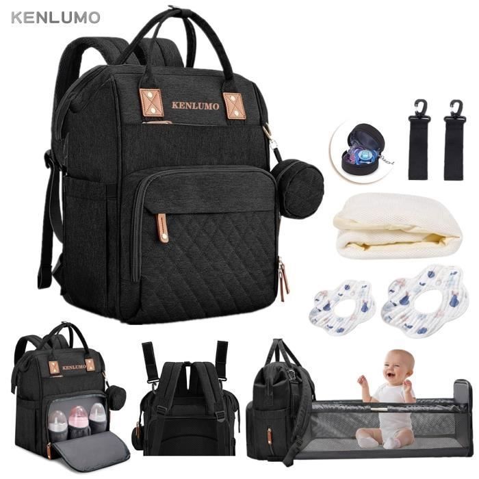 Towwoo Sac à Dos à Langer pour bébé, Sac de Voyage avec Lit de Bébé  Portable, 35L Grande Capacité Sac de Maternité, Sac à Couches Multifonction  avec 2 Sangles de Poussette et