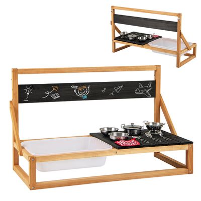 AIYAPLAY Cuisine Enfant en Bois 3-8 Ans Jeu d'imitation avec Machine à glaçons, évier Mobile en Acier Inoxydable et ustensiles 84 x 34 x 89 cm Blanc