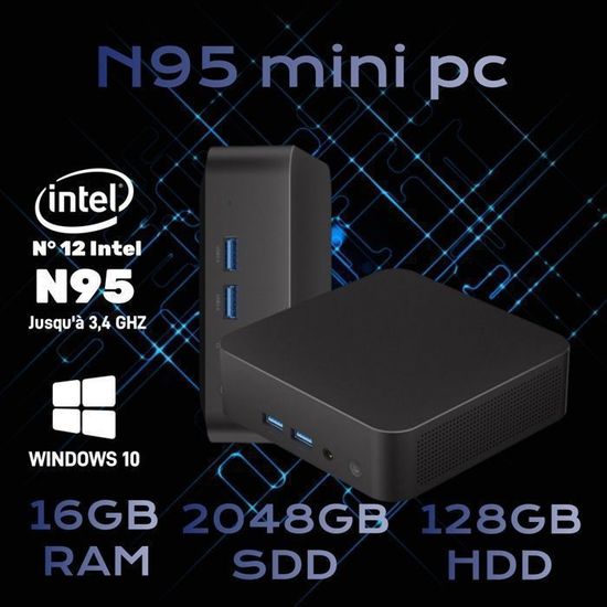 Mini PC NiPoGi Intel Alder Lake N95 - 8Go DDR4 / 256Go SSD - Sortie Dual 4K@60Hz - WiFi 5G - Compact Et Puissant