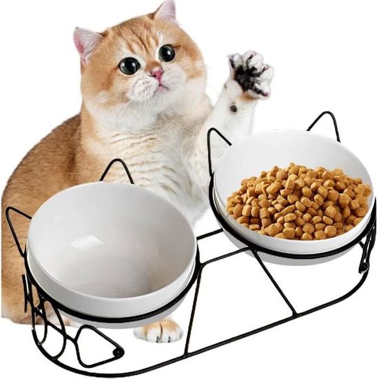 Gamelle Surélevée Pour Chat En Céramique - Bol Incliné Anti-vomissement, Design Ergonomique