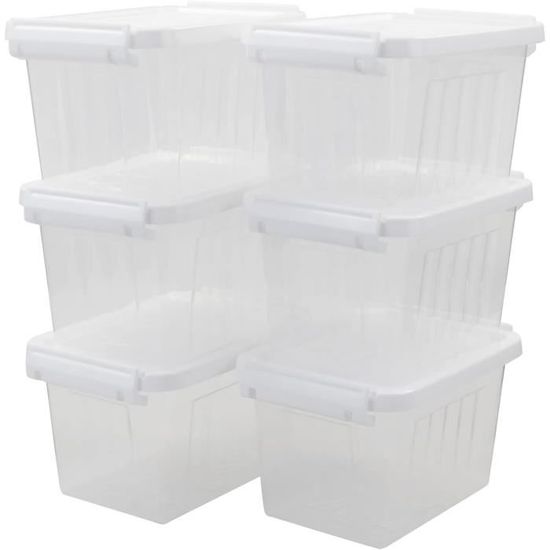 Nesmilers Lot De 6 Boîtes De Rangement En Plastique Avec Couvercle 4,5 L